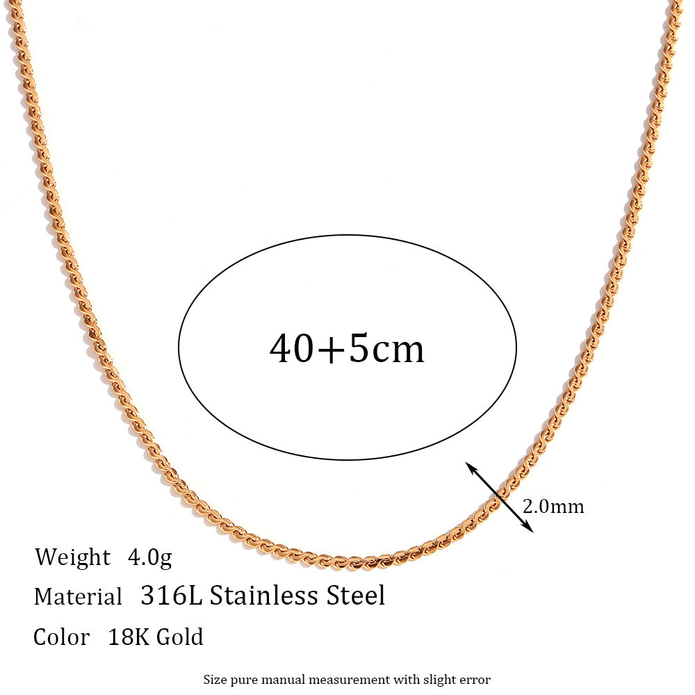 Plain Chain Plated 18K Blade Chain Box Chain Necklace for Women