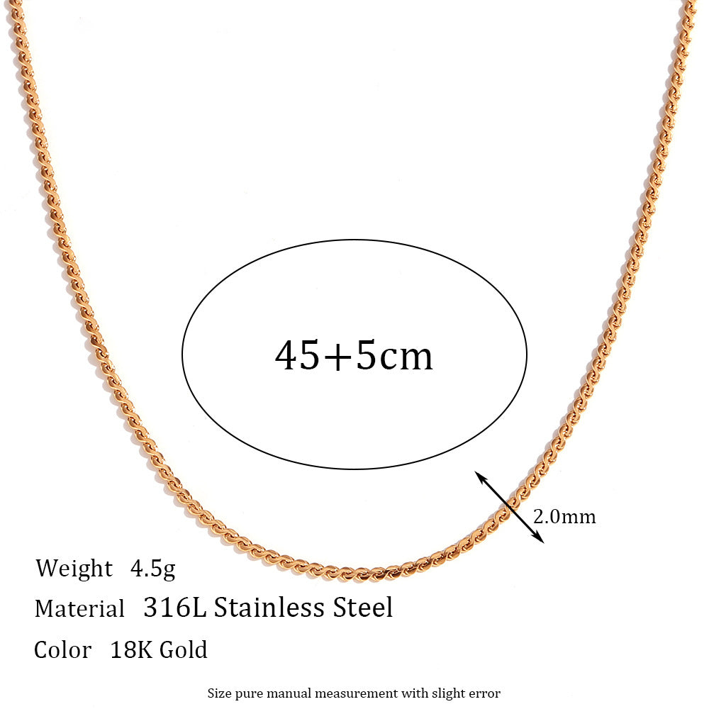 Plain Chain Plated 18K Blade Chain Box Chain Necklace for Women