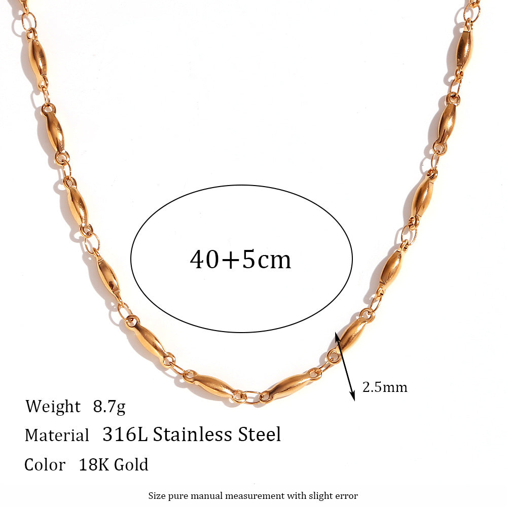 Plain Chain Plated 18K Blade Chain Box Chain Necklace for Women
