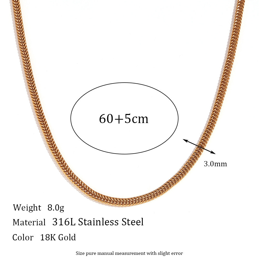 Plain Chain Plated 18K Blade Chain Box Chain Necklace for Women