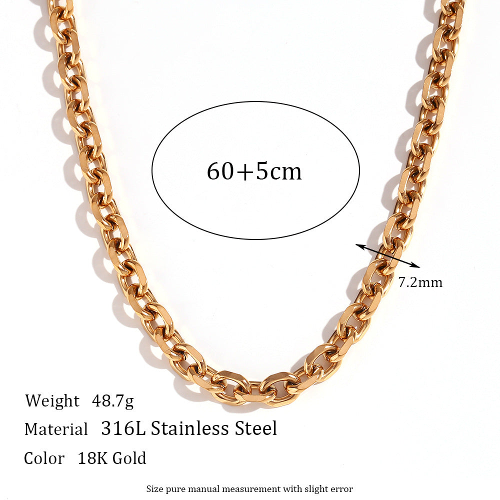 Plain Chain Plated 18K Blade Chain Box Chain Necklace for Women