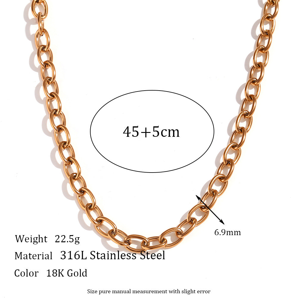 Plain Chain Plated 18K Blade Chain Box Chain Necklace for Women