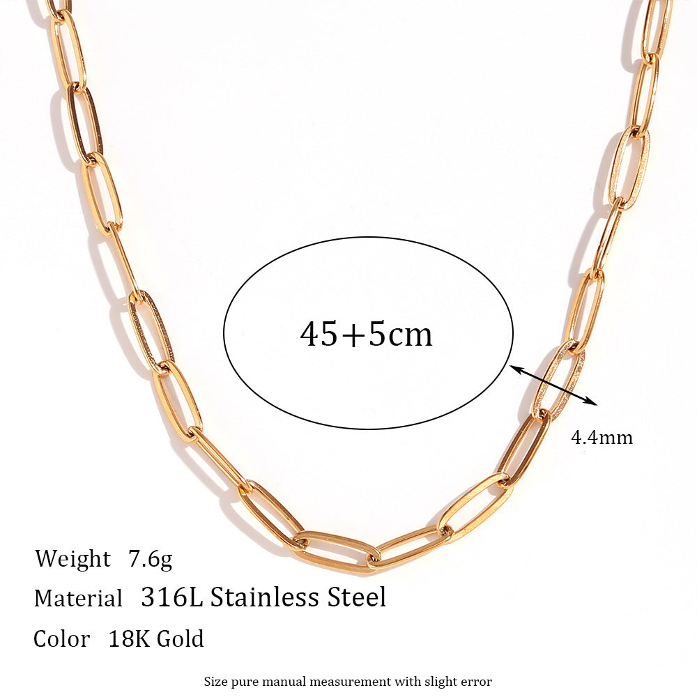 Plain Chain Plated 18K Blade Chain Box Chain Necklace for Women