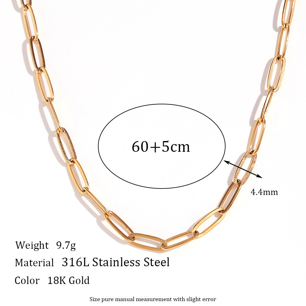 Plain Chain Plated 18K Blade Chain Box Chain Necklace for Women