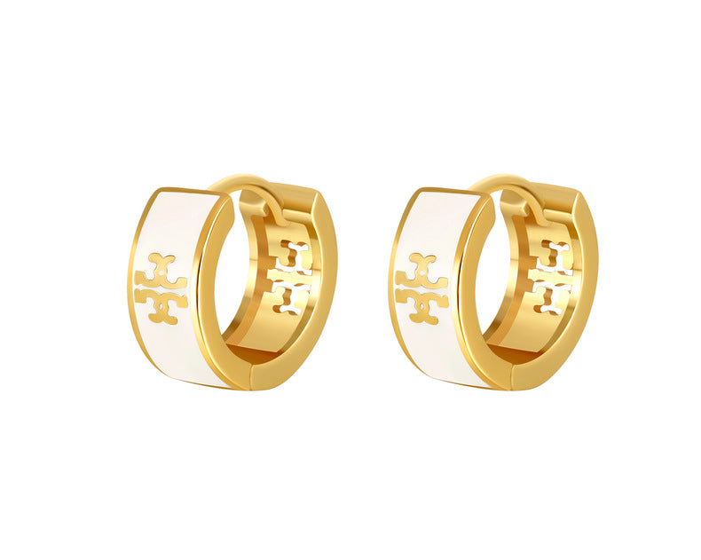 Enamel Gold Hoops Earrings for Women With A Retro And High-end Feel