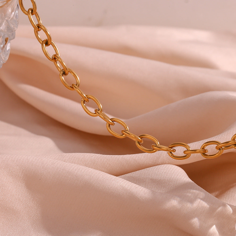Plain Chain Plated 18K Blade Chain Box Chain Necklace for Women