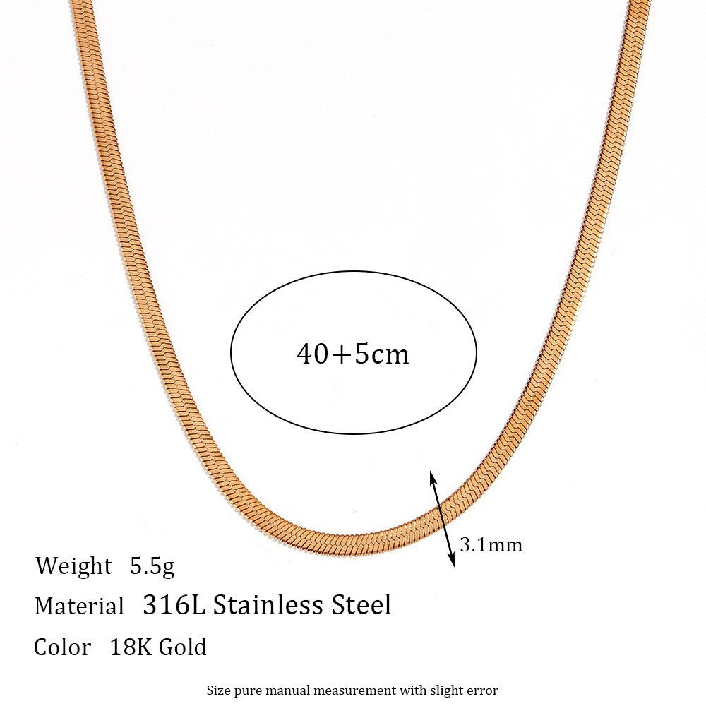Plain Chain Plated 18K Blade Chain Box Chain Necklace for Women