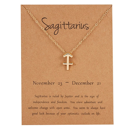 12 Constellation Necklaces Pendant Charm Gold Necklaces for Women Jewelry Cardboard
