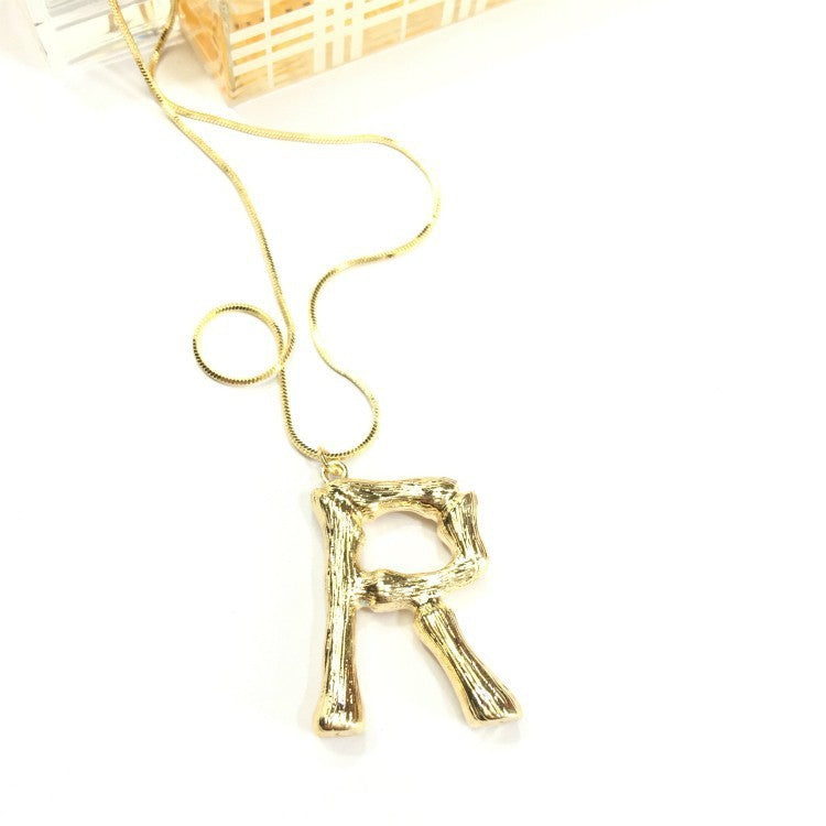 Bubble Letter Necklace Gold Color Snake Chain Choker Collar Necklaces for Women