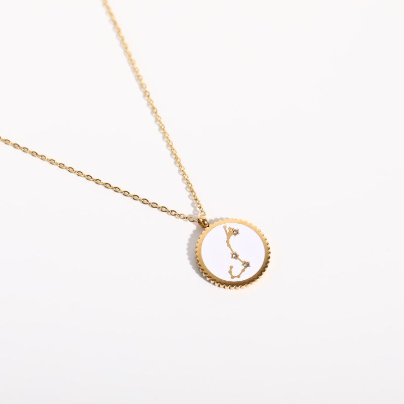 Twelve Constellation 12 Constellation Star Map Pendant Round Card Necklace
