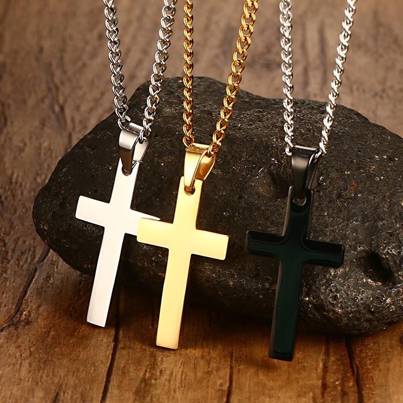 Classic Mens Cross Pendant Necklace 24