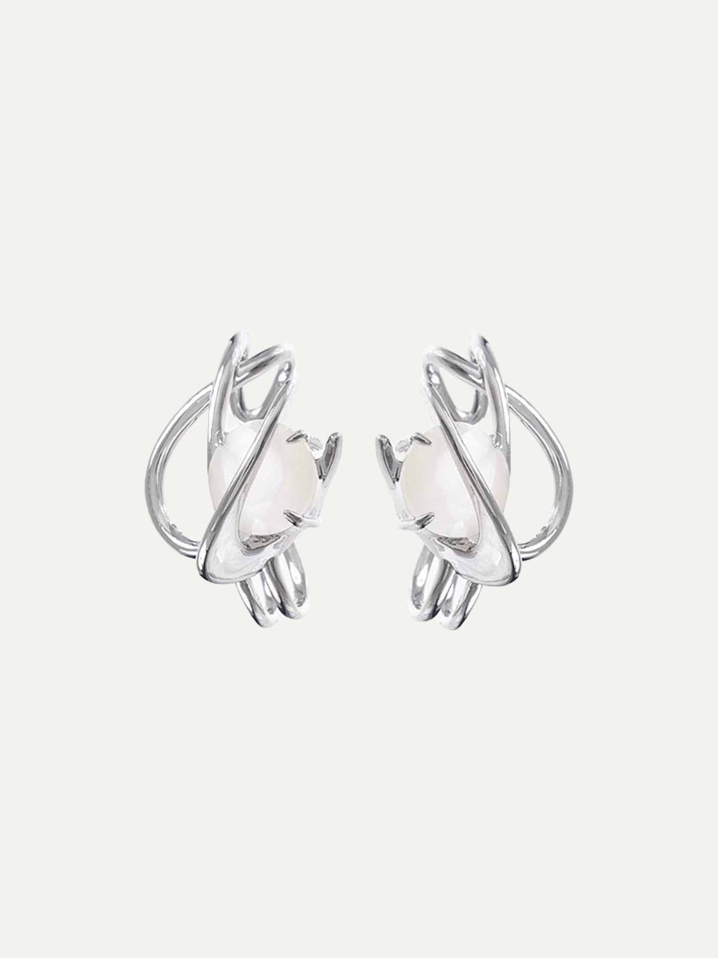 Star Eye Series Cat's Eye Ear Clip No Ear Hole Neutral Style Silver Earrings for Women