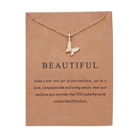 Elegant Animal Vintage Necklace Elephant Dragonfly Butterfly Flower Pendant Charm Gift
