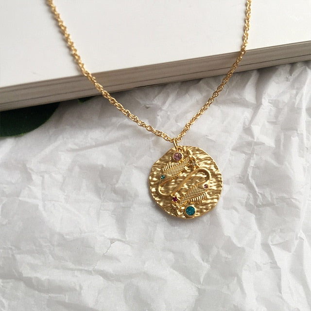 12 Zodiac Necklace Gold Necklace for Women Jewelry Party Gift