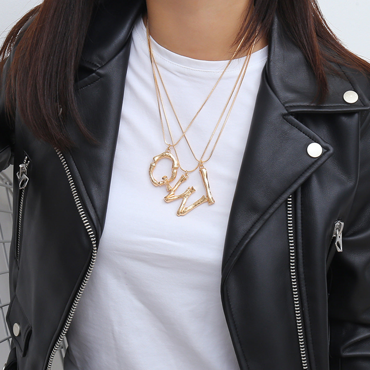 Bubble Letter Necklace Gold Color Snake Chain Choker Collar Necklaces for Women