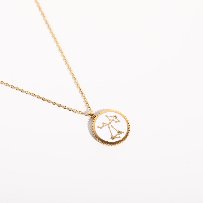 Twelve Constellation 12 Constellation Star Map Pendant Round Card Necklace