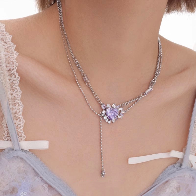 Mysterious Series Romantic Purple Multi-layer Necklace