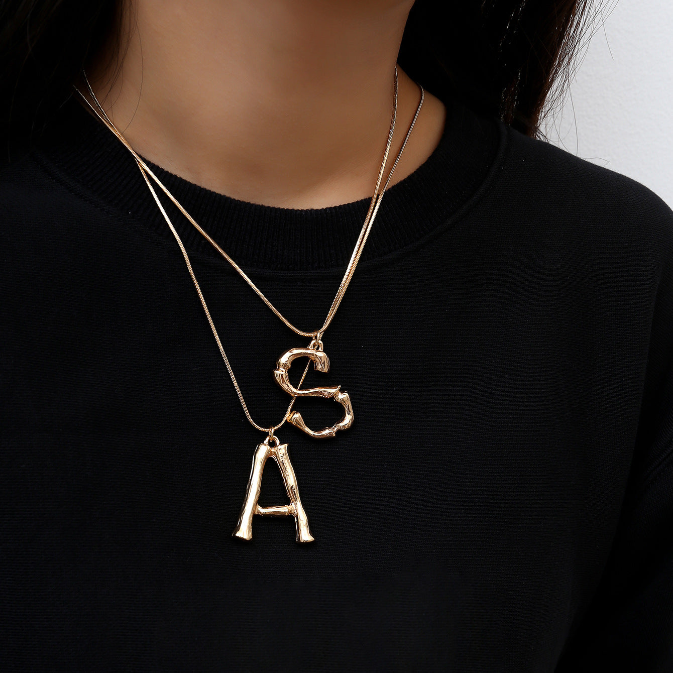 Bubble Letter Necklace Gold Color Snake Chain Choker Collar Necklaces for Women