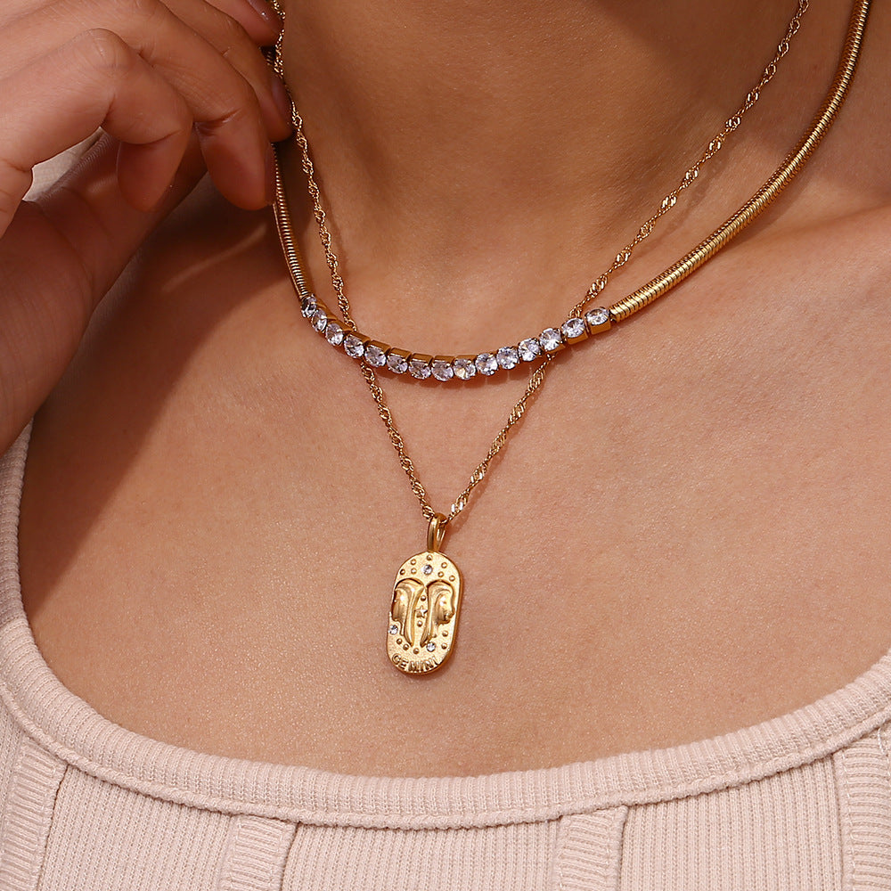 Oval Diamond Zodiac Necklace