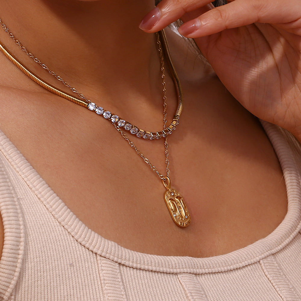 Oval Diamond Zodiac Necklace