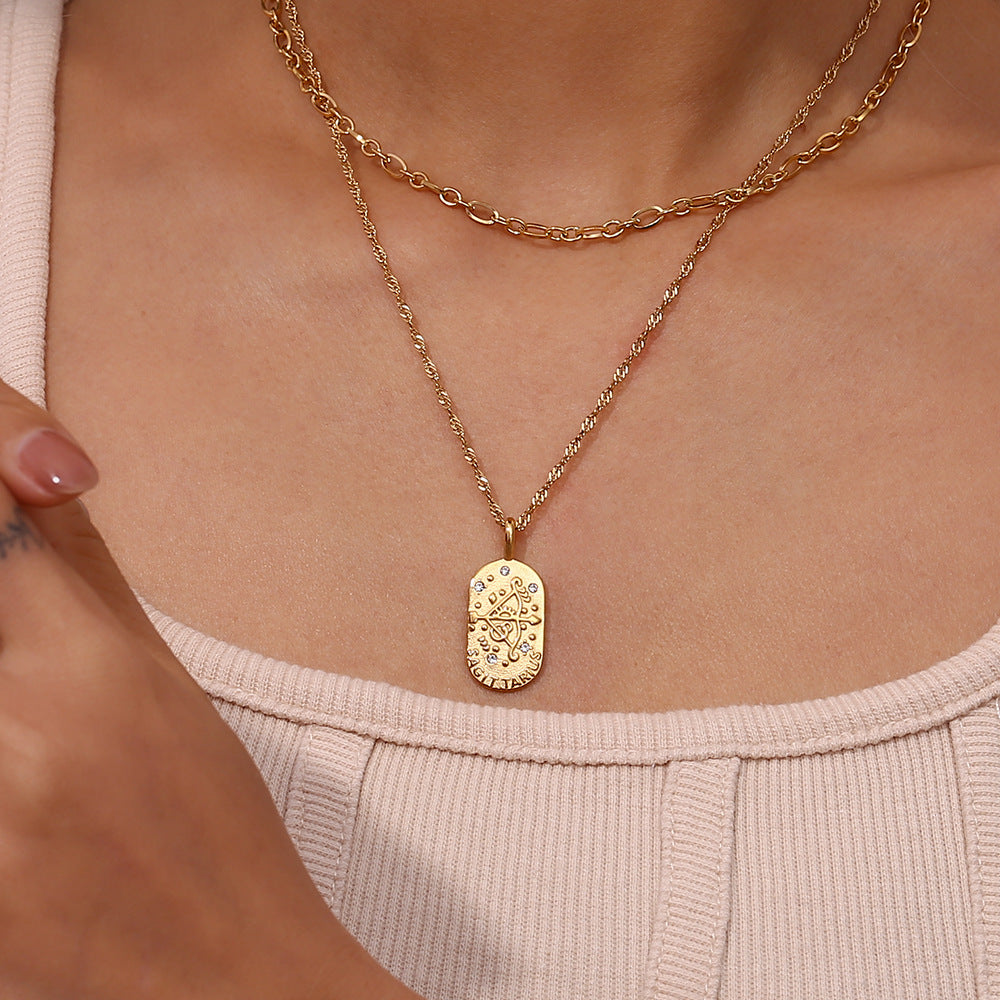 Oval Diamond Zodiac Necklace
