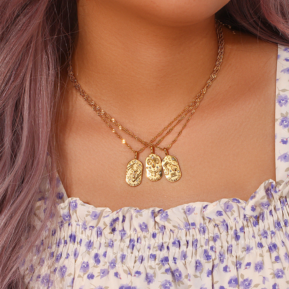 Oval Diamond Zodiac Necklace