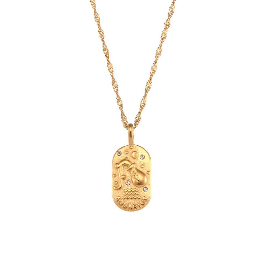 Oval Diamond Zodiac Necklace