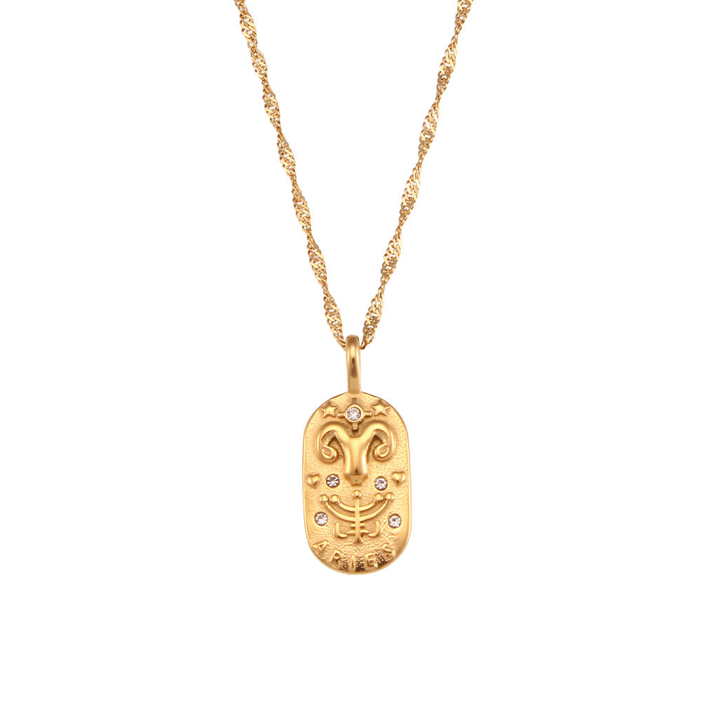 Oval Diamond Zodiac Necklace