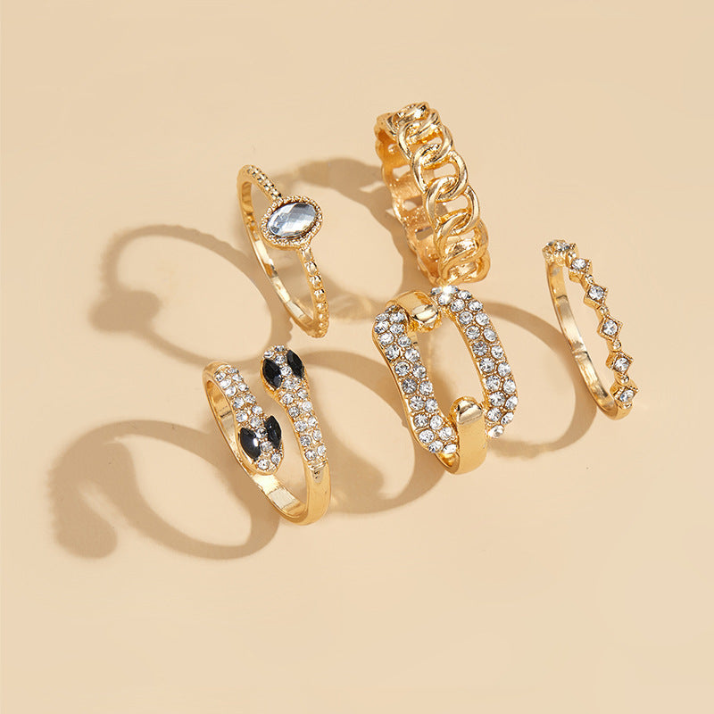 Ins Style Ring Sets Exaggerated Snake Alloy Ring
