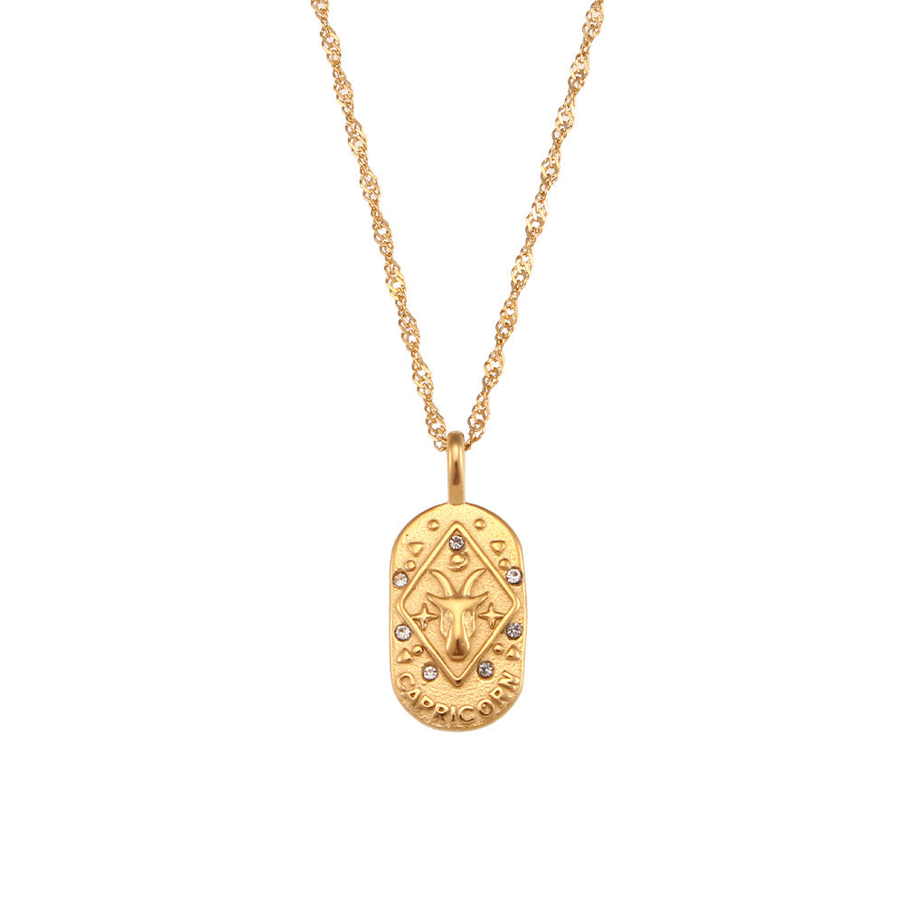 Oval Diamond Zodiac Necklace
