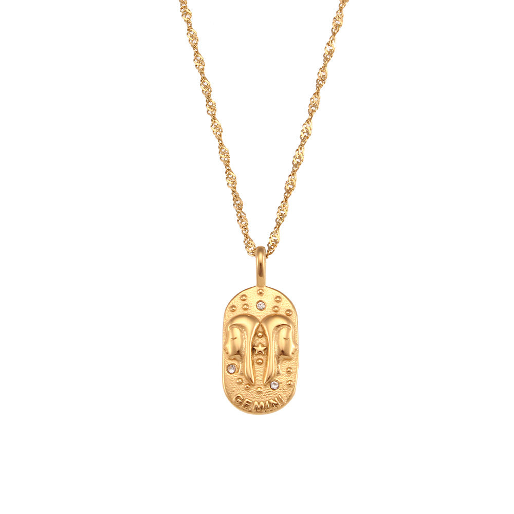 Oval Diamond Zodiac Necklace
