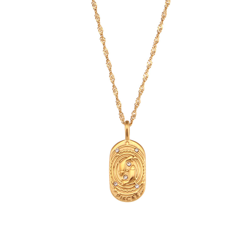Oval Diamond Zodiac Necklace