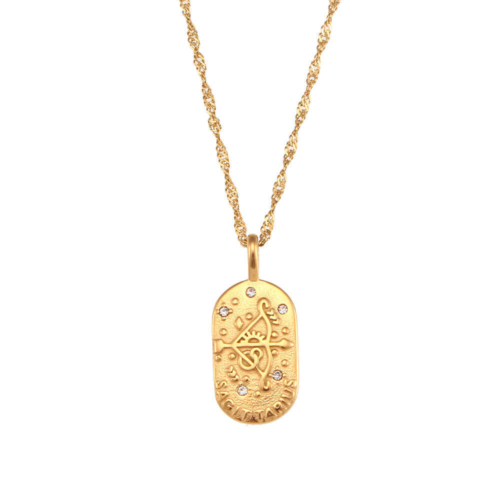 Oval Diamond Zodiac Necklace