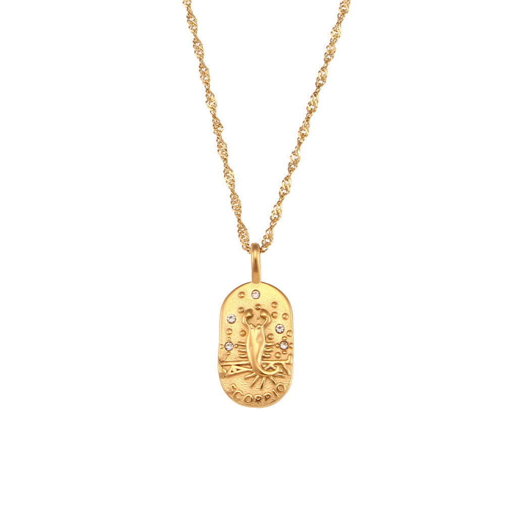 Oval Diamond Zodiac Necklace