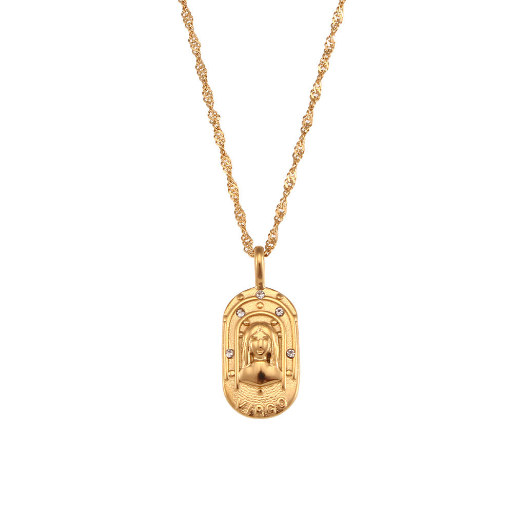 Oval Diamond Zodiac Necklace