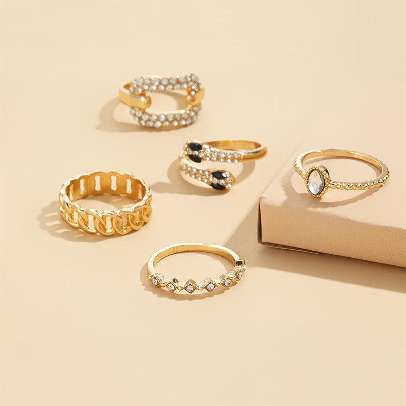 Ins Style Ring Sets Exaggerated Snake Alloy Ring