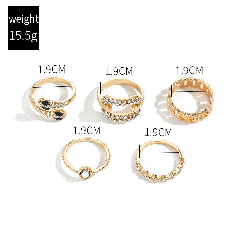 Ins Style Ring Sets Exaggerated Snake Alloy Ring