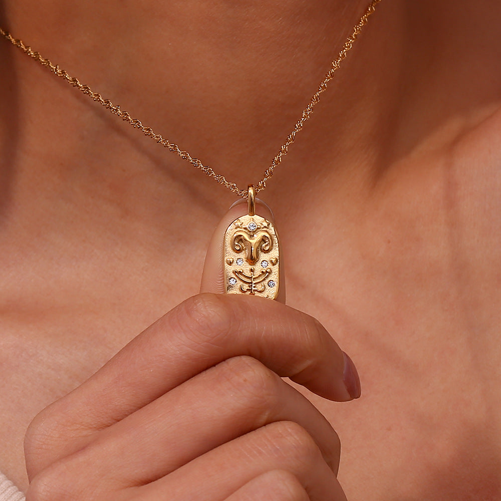 Oval Diamond Zodiac Necklace