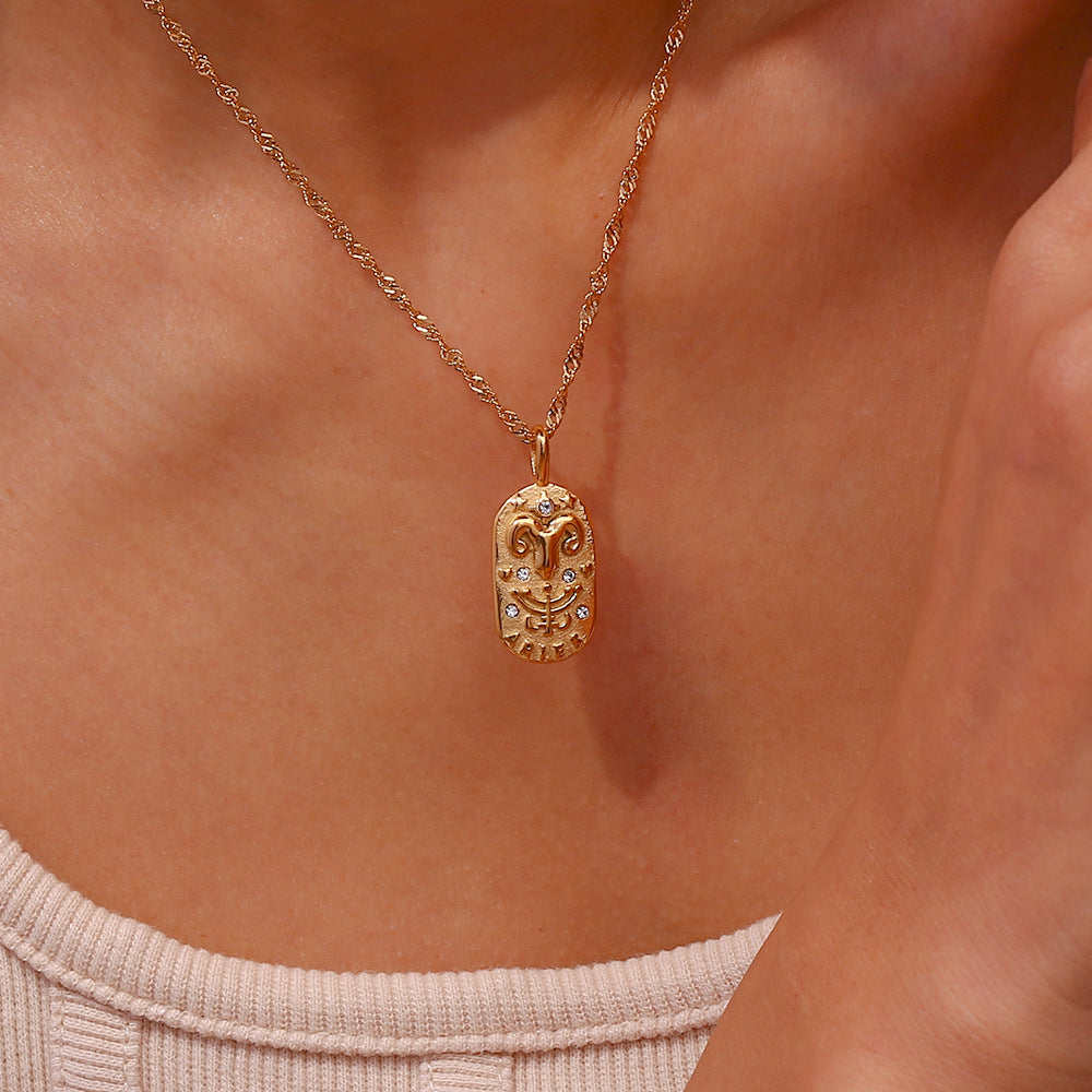 Oval Diamond Zodiac Necklace