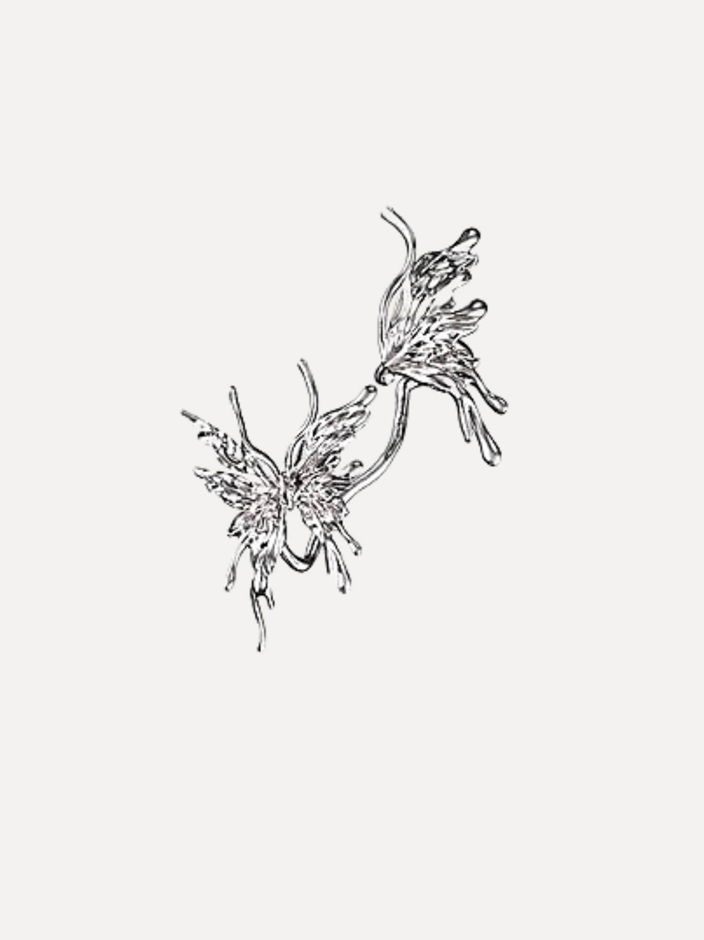 Biochemical Butterfly Ear Clip Silver Earrings for Women Integrated Ear studs