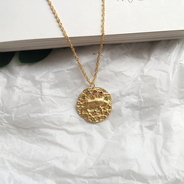 12 Zodiac Necklace Gold Necklace for Women Jewelry Party Gift