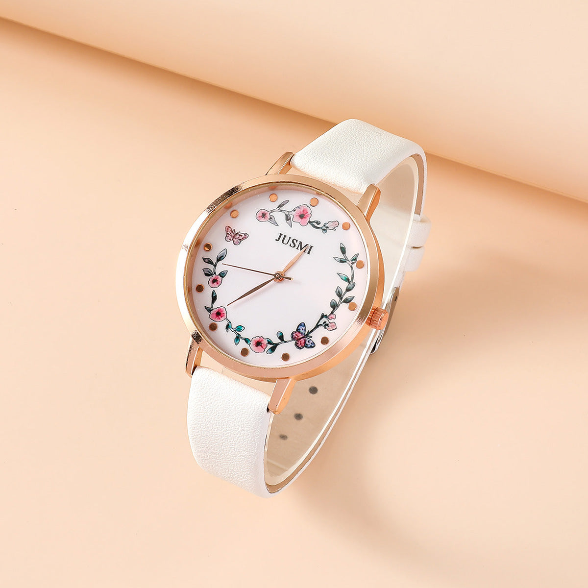 Small Daisy Quartz Watch Bracelet Ring Earrings Necklace Set