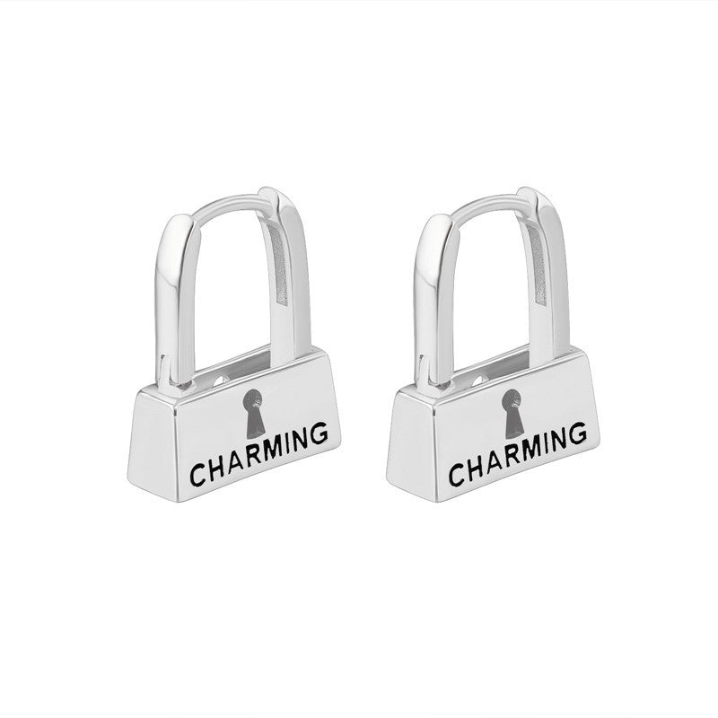 Creative Lock Gold Hoops Earrings For Women Trendy