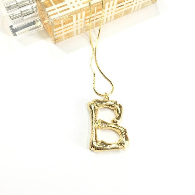 Bubble Letter Necklace Gold Color Snake Chain Choker Collar Necklaces for Women