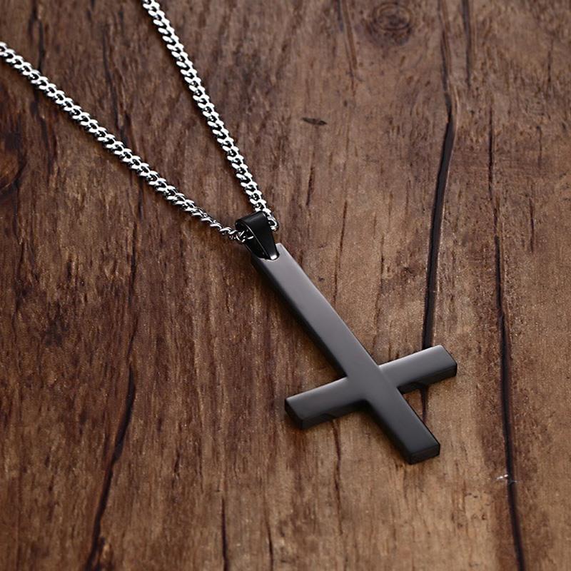Men St Peter's Inverted Cross Pendant Necklace