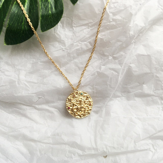 12 Zodiac Necklace Gold Necklace for Women Jewelry Party Gift