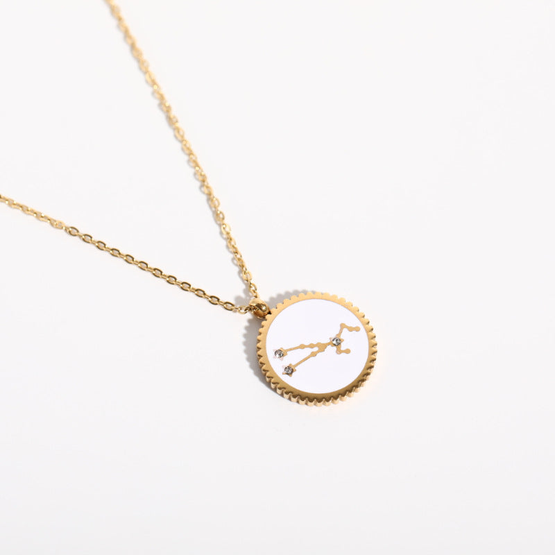 Twelve Constellation 12 Constellation Star Map Pendant Round Card Necklace