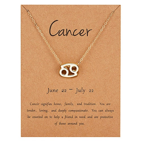 12 Constellation Necklaces Pendant Charm Gold Necklaces for Women Jewelry Cardboard