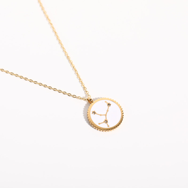 Twelve Constellation 12 Constellation Star Map Pendant Round Card Necklace