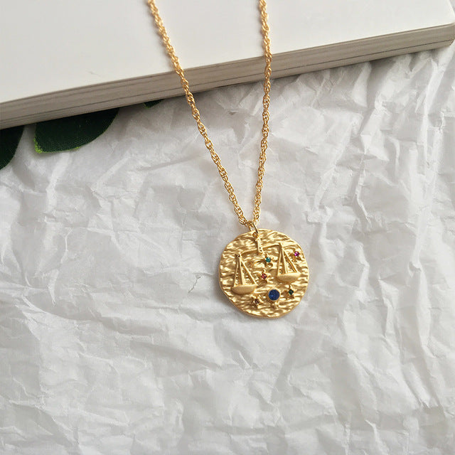 12 Zodiac Necklace Gold Necklace for Women Jewelry Party Gift